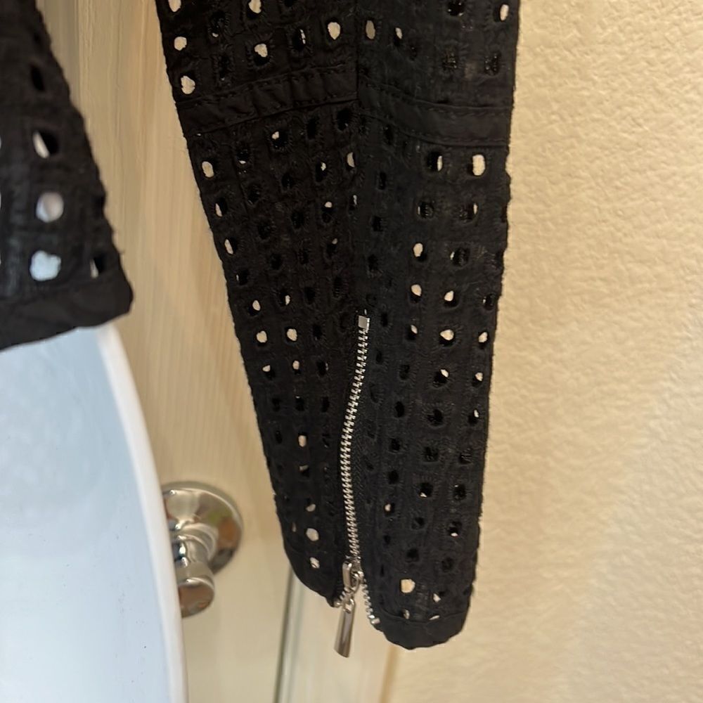 Bar 111 Size Small Moto Jacket Black Silver Hardware 💯% Cotton Slimming Peplum - Picture 6 of 10